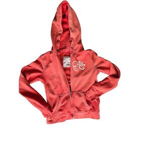 Aeropostale Womens Zip-Up Hoodie Coral Large Fleece Lined Cotton Blend Casual